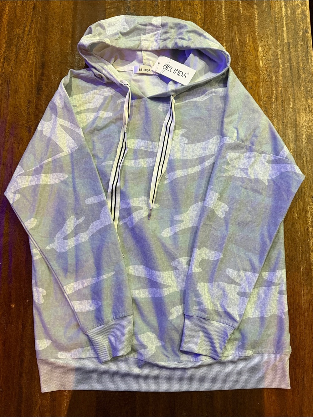 Belinda Women's Hoodie Sweatshirt in Light Green Camo